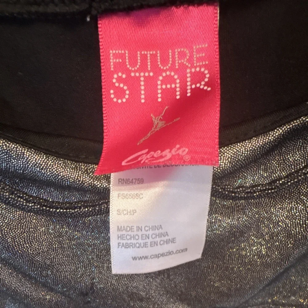 Capezio Future Star Sleeveless Gymnastics Leotard Black Silver FS6568C Girls S